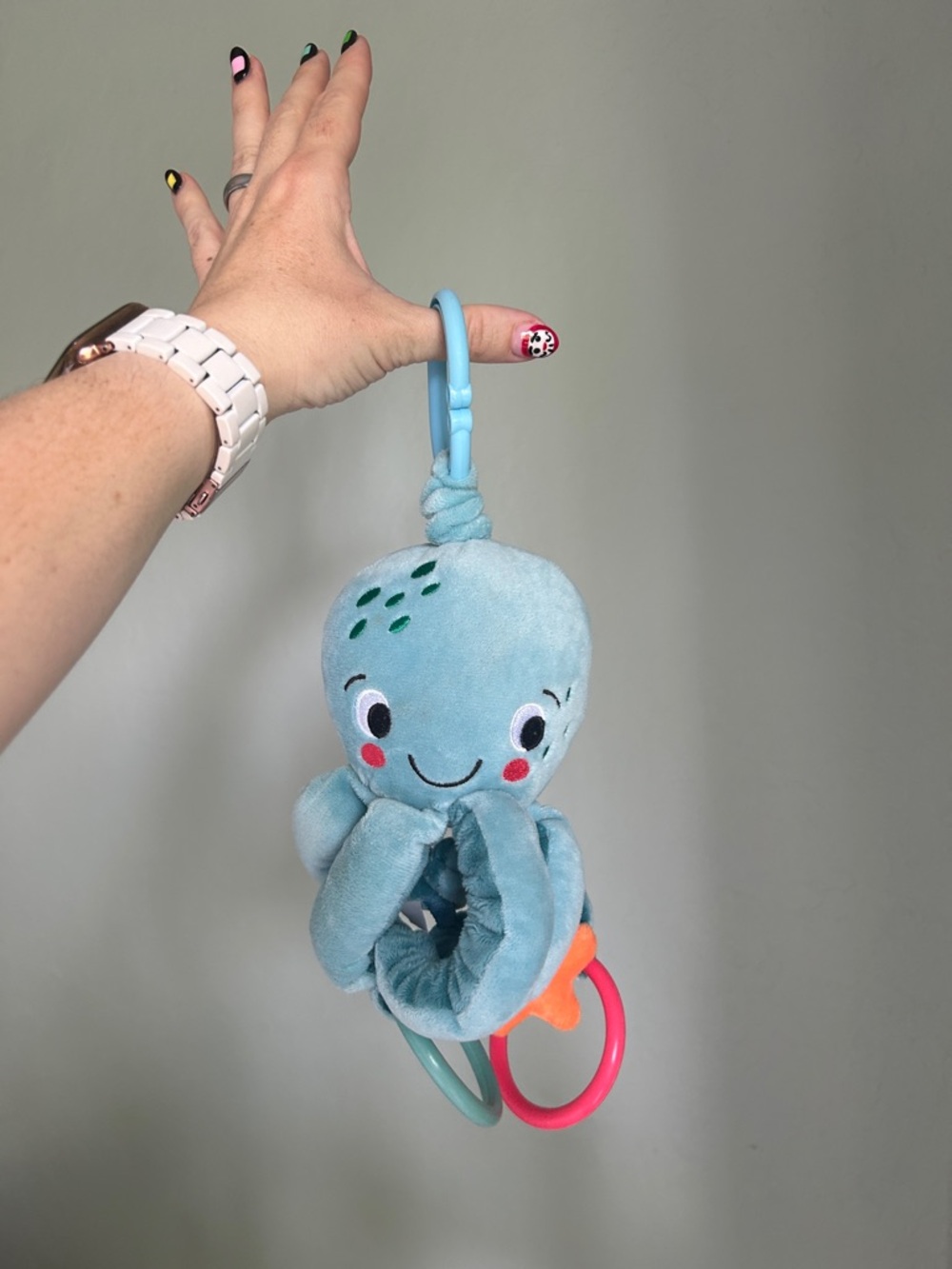 Plush Octopus Hanging Baby Toy in Light Blue
